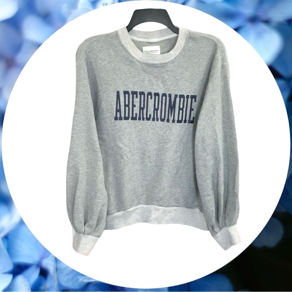 Abercrombie & Fitch Gray w Navy Lettering Sweatshirt Women Size Small